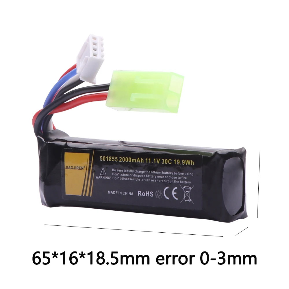 501855 11.1V 2000mAh 3S batteria Li-po per pistola per giocattoli ad acqua/parti automatiche di Paintball Rifle