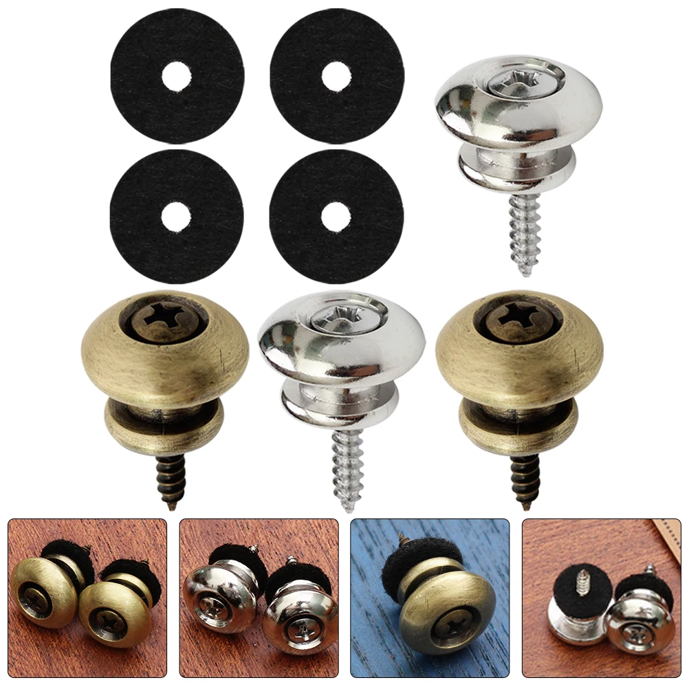 

4 Pcs Guitar Strap Button Electric Bass Accessory Lock Buttons Buckle Accessories Iron Acoustic Pins