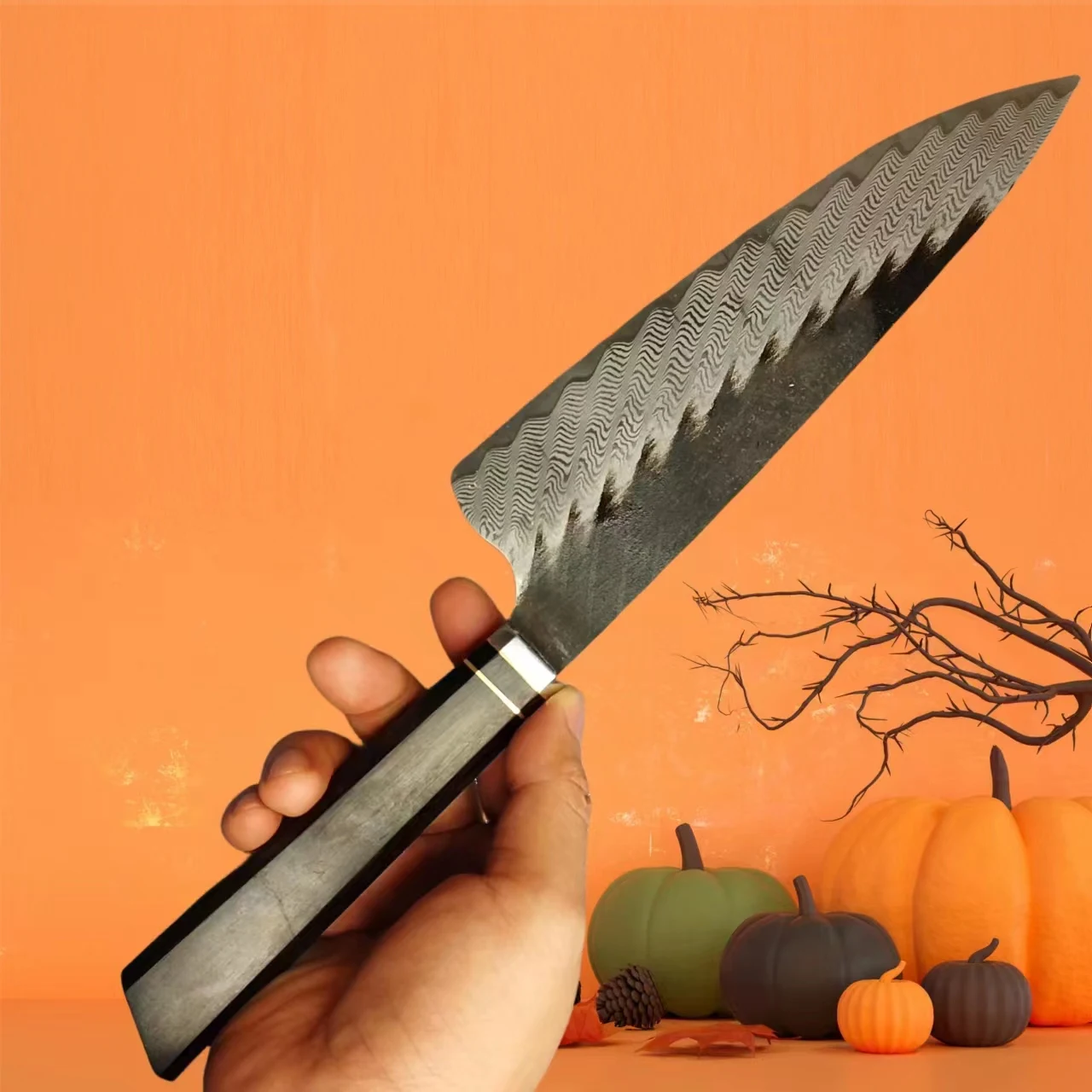 

Chefs Cleaver Knife Damascus Steel 20cm Blade Sharp Slicing Kiritsuke Sashimi Sushi Handmade Messer Kitchen Knives Ebony Handle