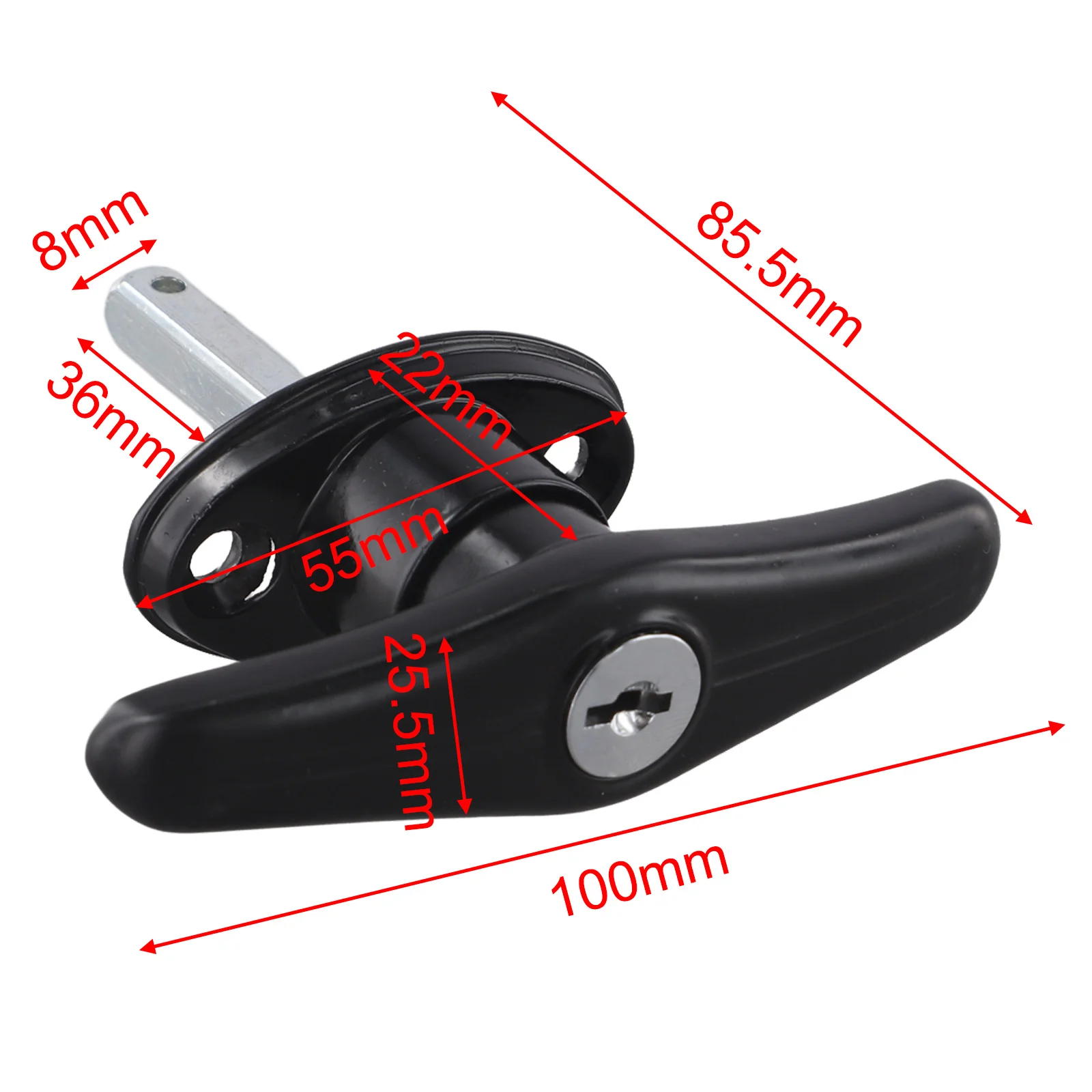Outdoor Storage Solution Garage Door Lock T Handle Door Lock Blocker Black Smooth Finish Zinc Alloy Construction view 3