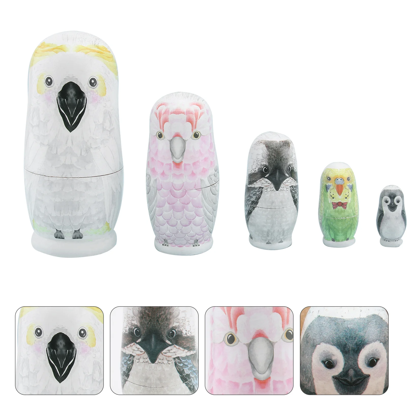 

5 Pcs Matryoshka Toy Toys Animal Wooden Nesting Dolls Birthday Gift Russian Stacking for Kids