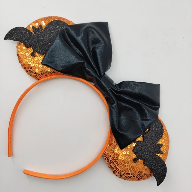 Festive Halloween Hair Hoop with Glossy Sequin Bow Ornament Light Comfort Frame Suitable for Stage Gala Trick-or-Treat Cosplay view 4