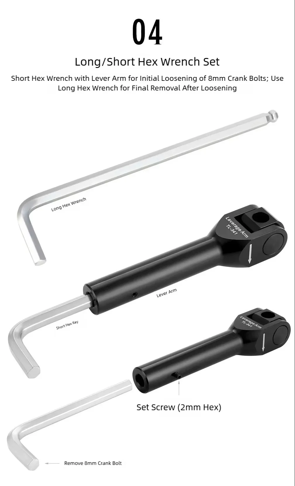 TOOPRE Fahrrad-Kurbelabdeckungs-Schraubenentferner-Set Reparaturwerkzeug für Mountainbikes 8mm 10mm Kurbelschrauben-Entfernungswerkzeuge mit statischer Kraft – Detail 6