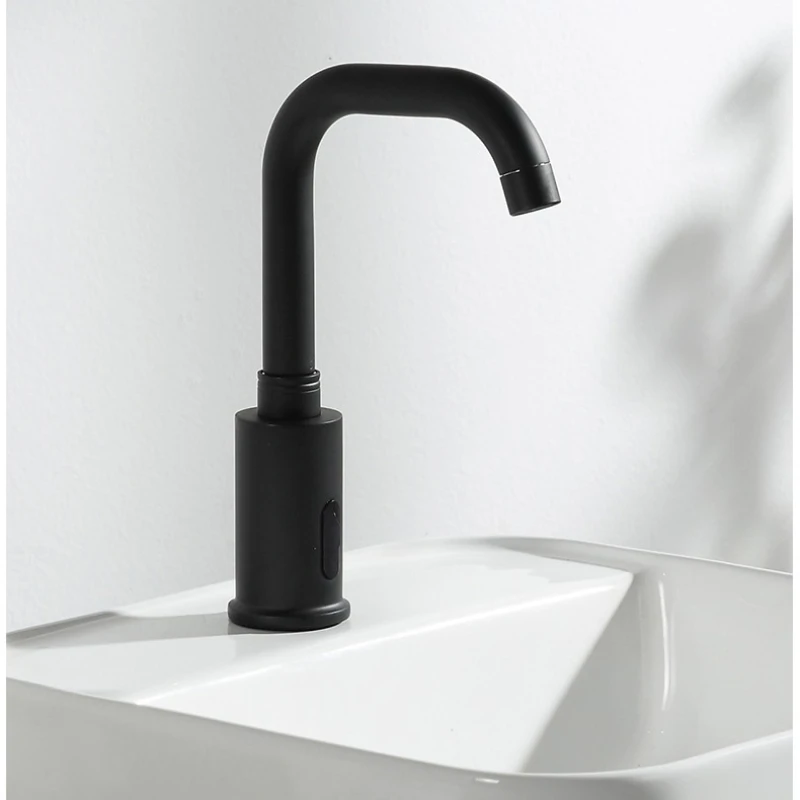 

Black sensor faucet, automatic smart sensor, hand washer, single cold sensor rotatable water saver