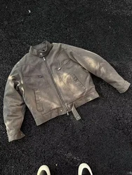 Grey Washed Denim Jacket Male Spring And Autumn Standing Collar American Vintage Cargo Jacket Man Winter куртка ropa hombre