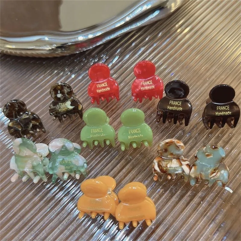2Pcs/Set Mini 2cm Acetate Small Hair Claw Side Pins Acetate Hair Crabs for Girls Cute Hairpin Clips Women Hair Accessories