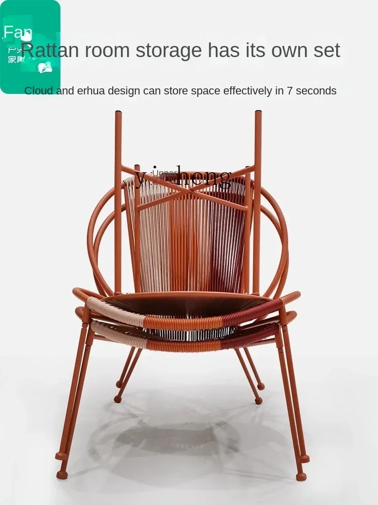 ZZf Casual Small Table-Chair Set Rattan Chair Three-Piece Set Internet Celebrity Outdoor
