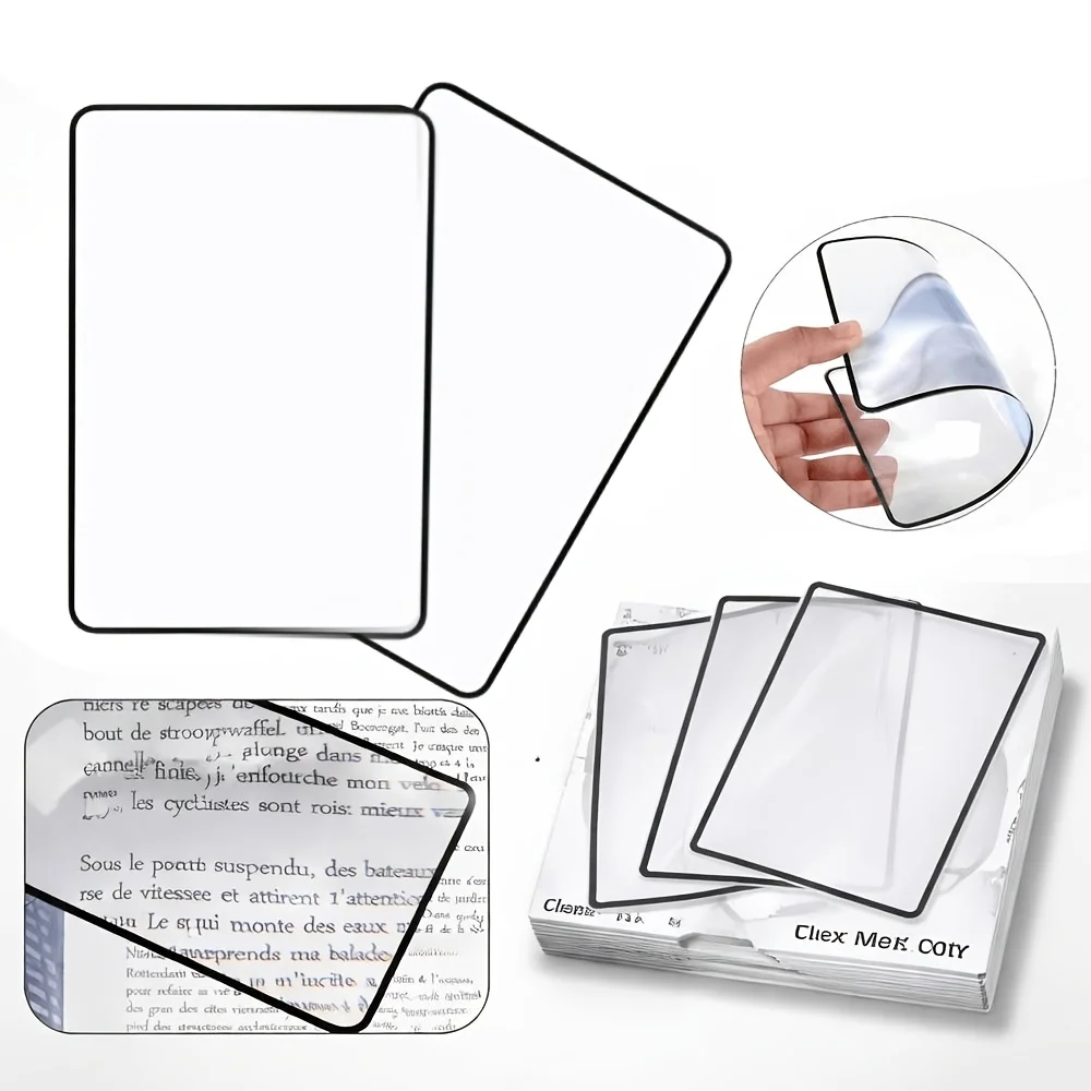 Page Magnifier, Book Page Magnifying Glass, 4X Bookmark Magnifier, Portable Transparent Magnifier, Used for Reading, Office Writing Supplies, Page Magnifier, Newspaper Reading Aid