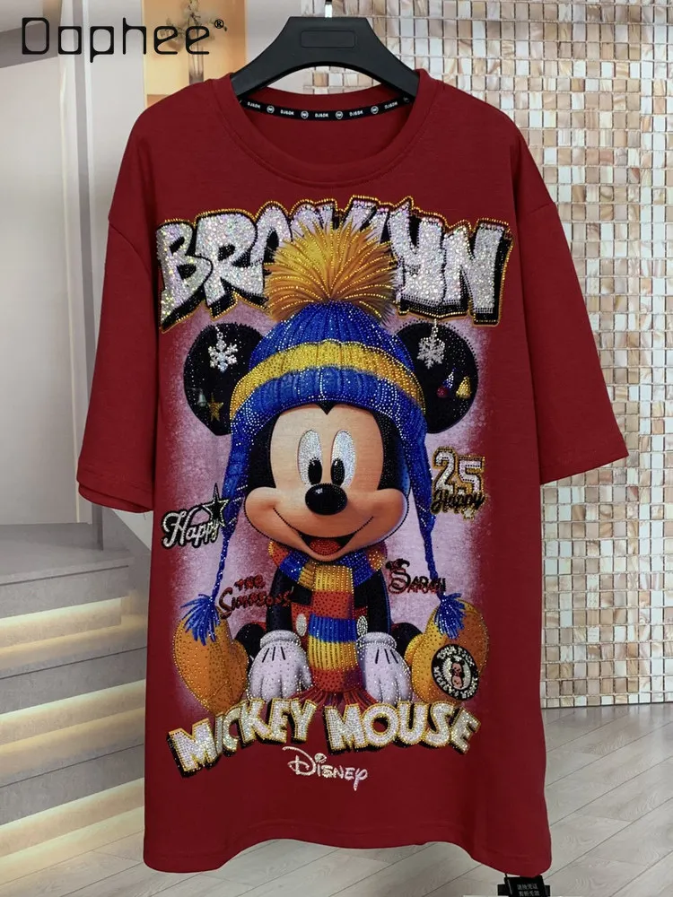 

Модная абсолютно новая сверхмощная синяя шляпа с бриллиантами, молодежная модная свободная футболка с короткими рукавами с героями мультфильмов, футболки унисекс с графикой