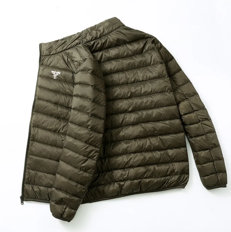 New men's winter fashion light down cotton long sleeve youth large size standing collar cotton coat solid color