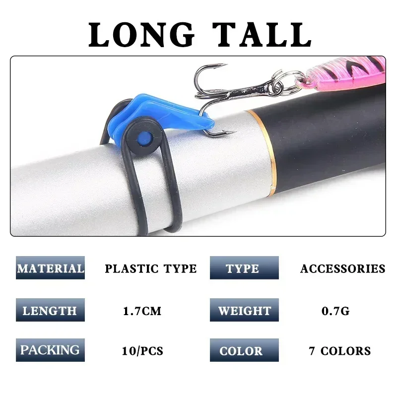 FLYSAND Plastic Fishing Hook Keeper Holder Hooks Keeper For Fishing Rod Pole Fishing Lures Bait Safety Holder 5 Colors 10PCS image 2