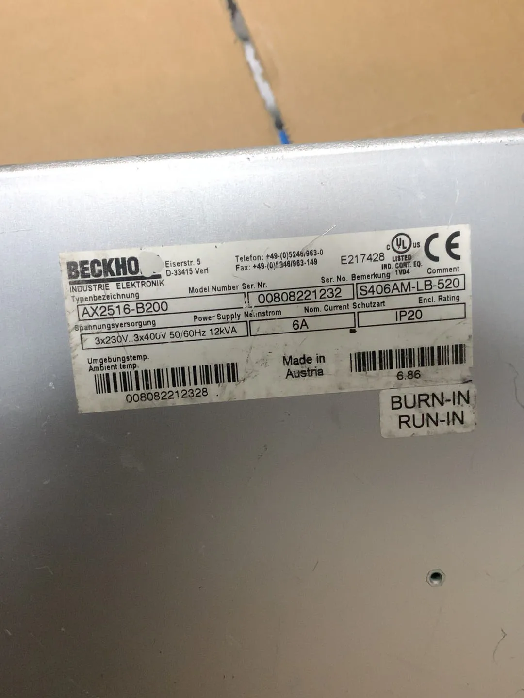 AX2526-B200 S406A-LB-520 Блок управления для BECKHOFF