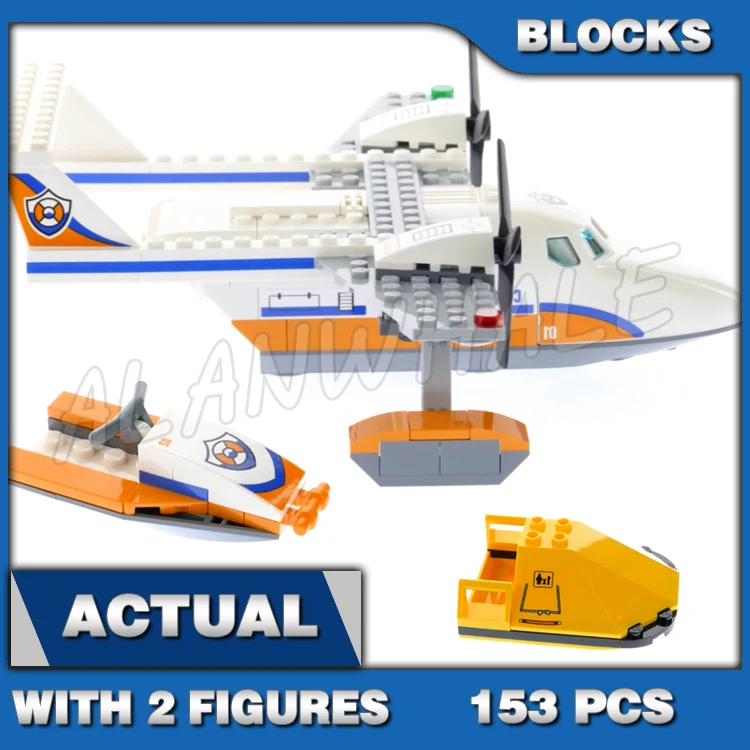 153pcs City Coast Guard Sea Rescue Plane Raft Water Scooter Spinning Propellers 10751 Building Block Toys Compatible With Model