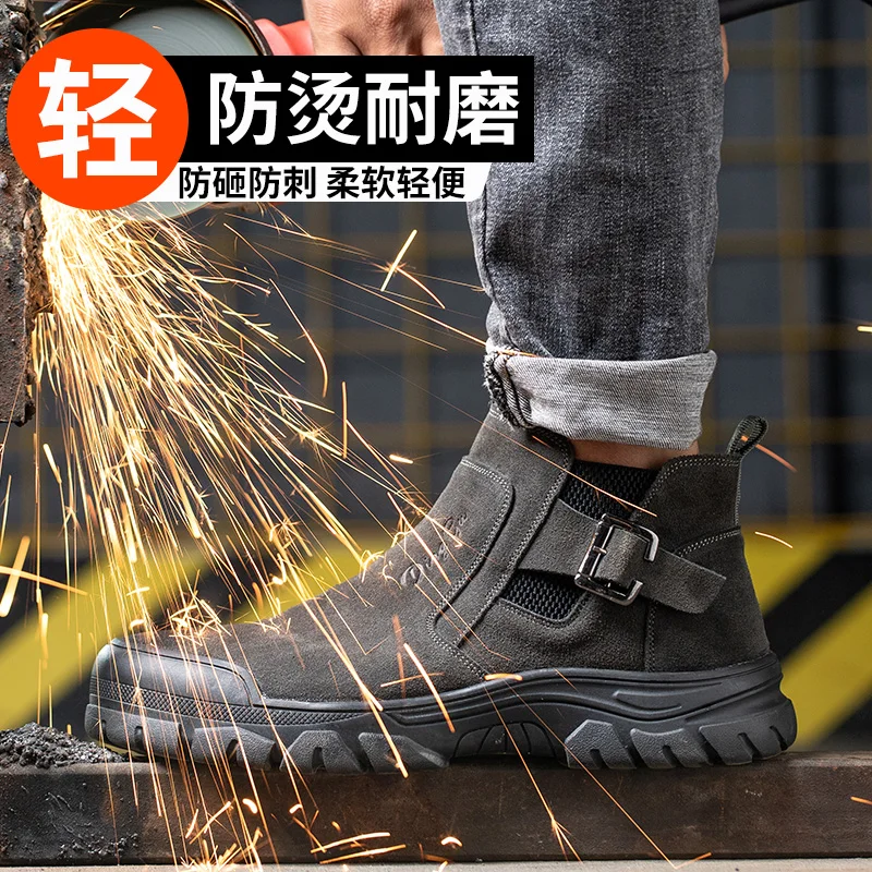 Sapatos indestrutíveis de soldagem industrial, botas masculinas de segurança para o trabalho, calçado à prova de faísca, sapatos para adultos, novo,