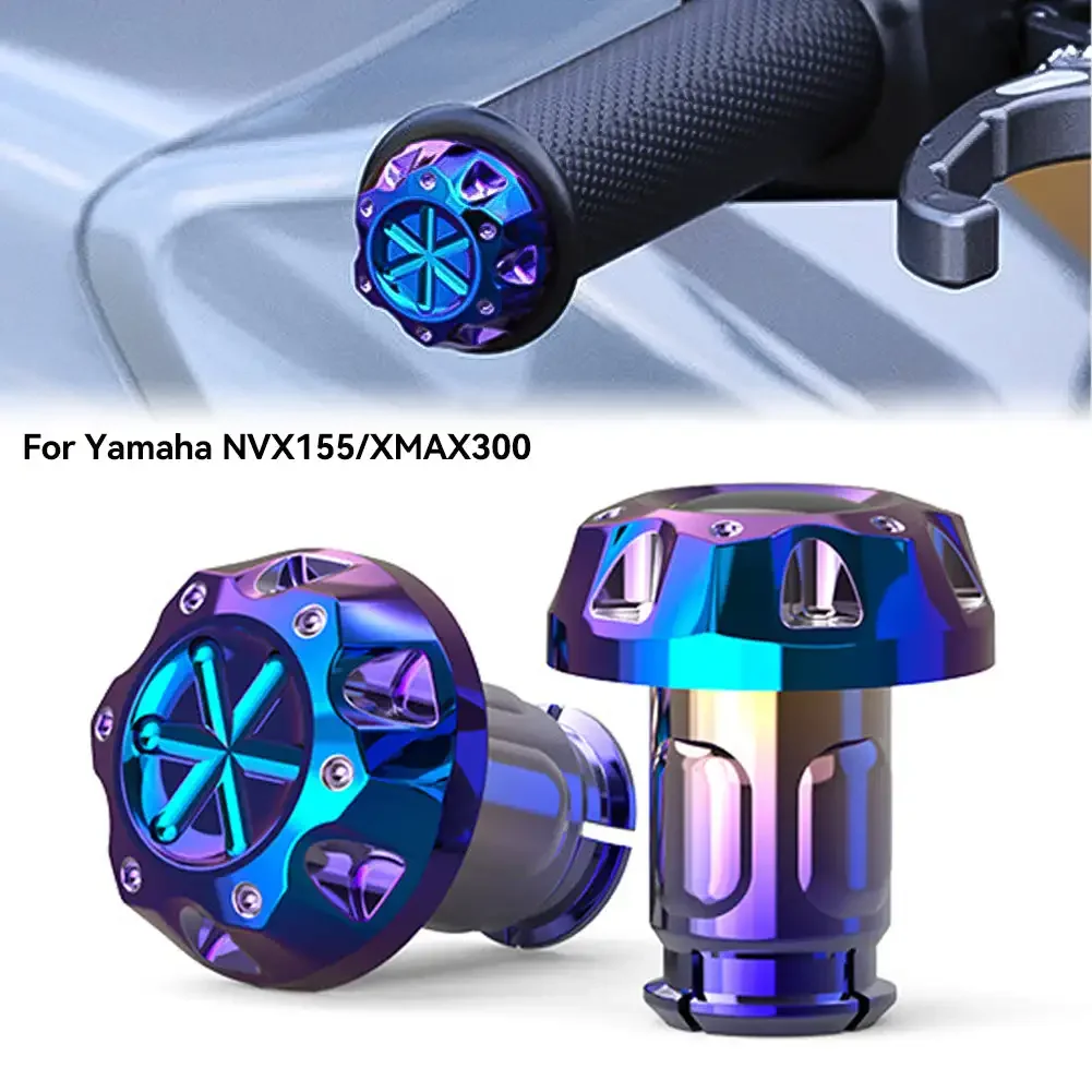 2Pcs Motorcycle Handlebars Grips Bar Ends Plug Handle Bar Sliders Burning Titanium For YAMAHA EROX155 NVX155 XMAX300 17.5mm