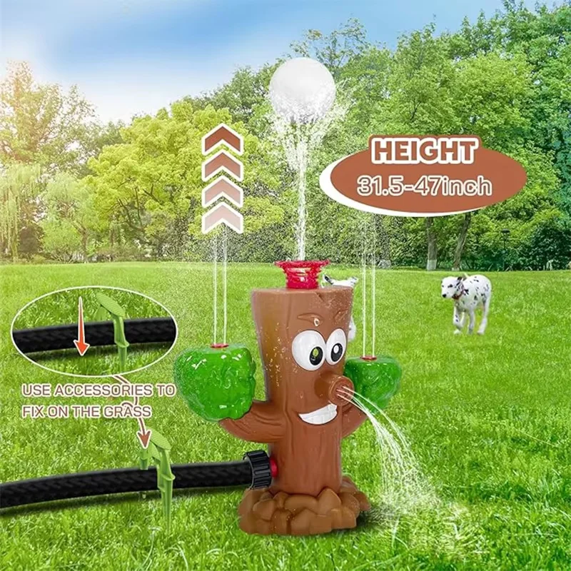 Pulverizador de agua Ceppo de árbol Manguera exterior 360 °   Juguetes de agua oscilantes para niños y niñas, césped de jardín con rociador de agua, verano