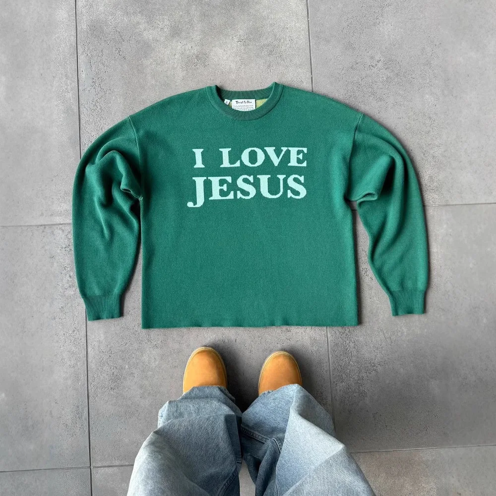 Y2k Sweter z długim rękawem Okrągły dekolt Ręcznie robiony dzianinowy wzór kreskówkowy Słodkie ubrania vintage Streetwear Jesienno-zimowy strój Ootd