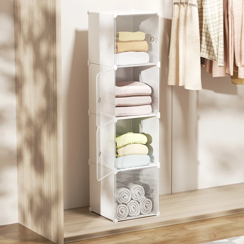 

Прозрачный пластиковый многоярусный шкаф для хранения, простой органайзер для детской одежды, легко собираемый гардероб, удобный в использовании