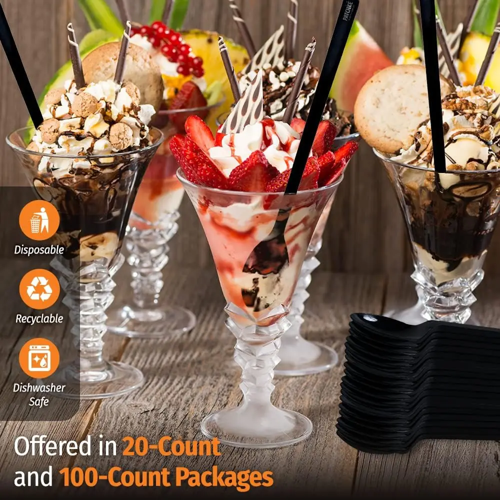 9-Inch Heavy-Duty Plastic Spoons for Stirring, Coffee, Milkshakes & More - Durable Long Handle Design (20-Pack)