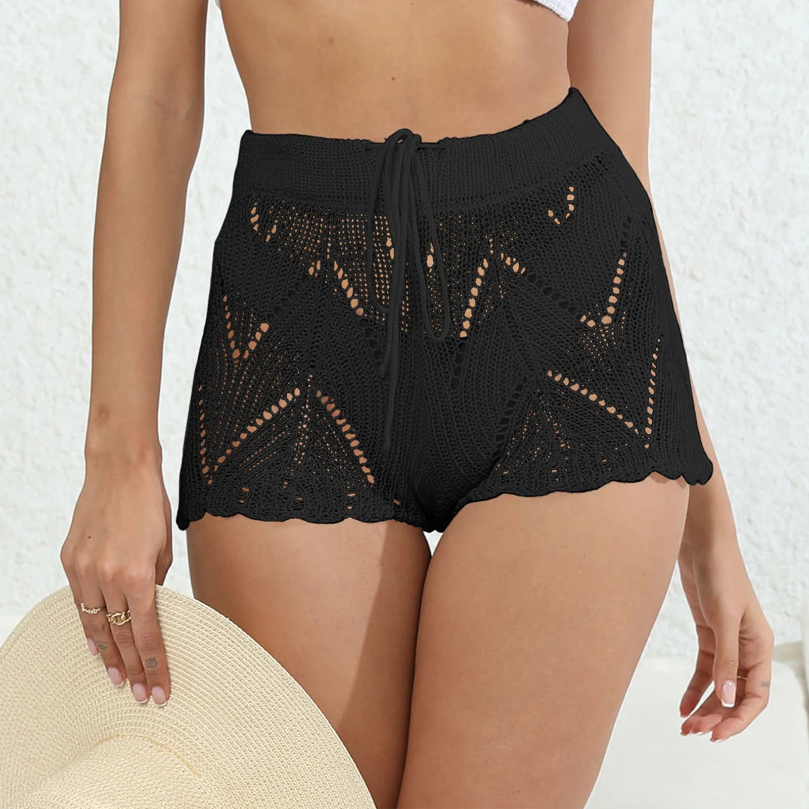 Damen Badeanzug vertuschen Häkel ausschnitt Bikini Bottom Cover Up Shorts für Strand Badeanzug Bade bekleidung Sommerkleid ung