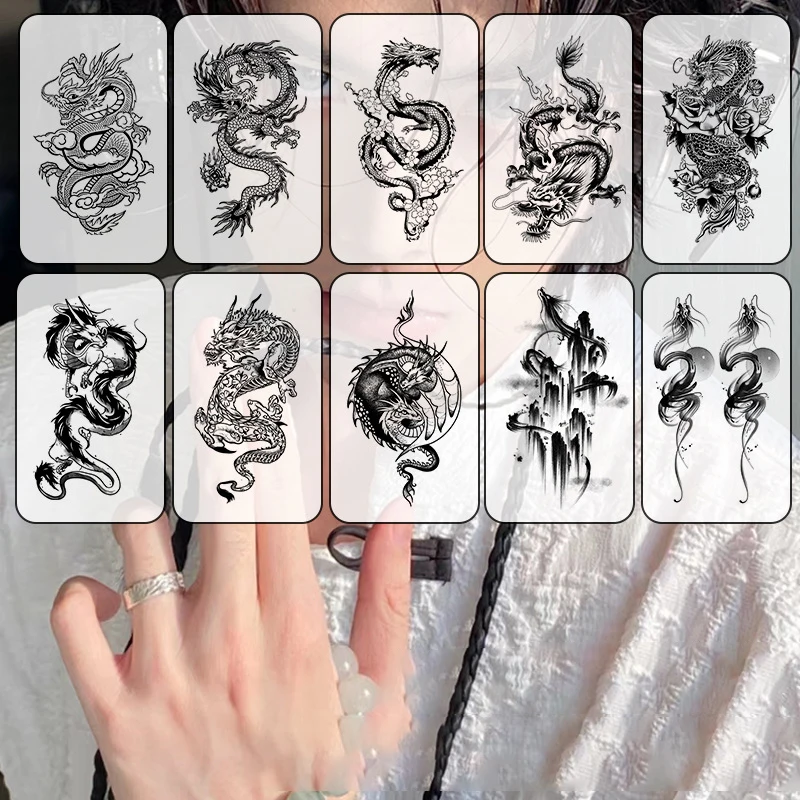 

1 Pcs Fashion Elegant Body Art Cool 3D Dragon Men Half Sleeve Tattoo Arm Temporary Totem Tattoo Stickers Washable Tattoos