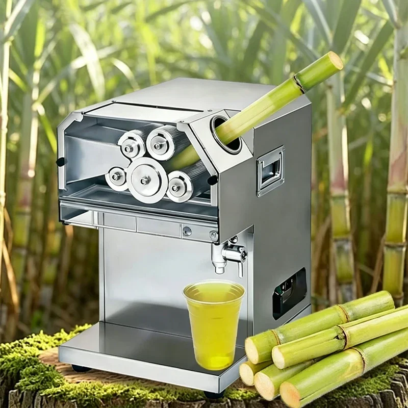 Electric Sugarcane Juicer, Commercial Roller-Press Juicer, Ideal for Beverage Shops, Fruit Shops, and Street Stalls 220V/110V