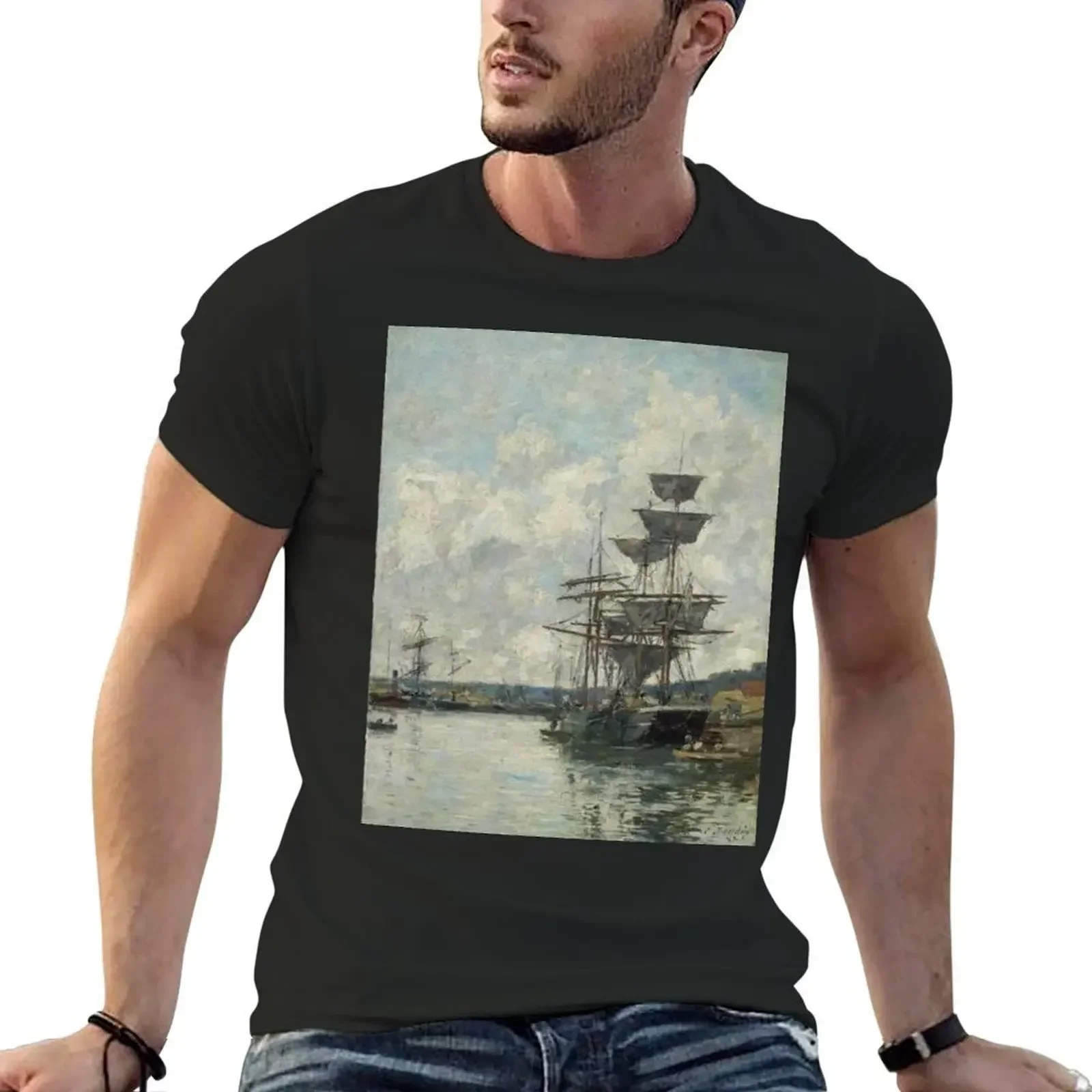 Ships at Le Havre - Eugene Boudin T-Shirt vintage man t shirt new edition vintage clothes t shirt for men