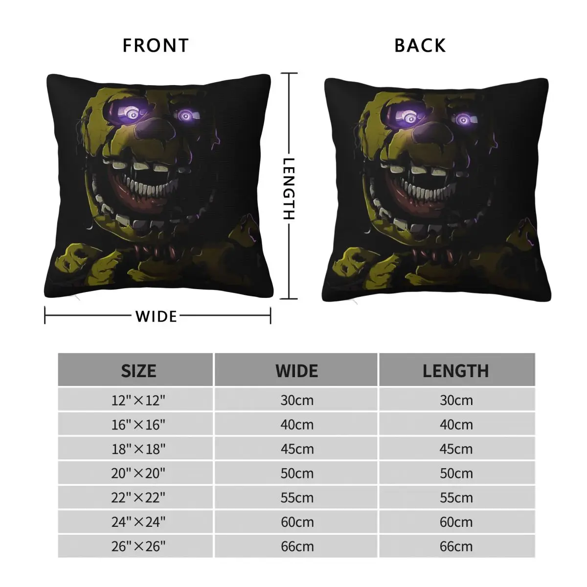 Creepy Springtrap Square Pillowcase Polyester Linen Velvet Printed Zip Decor Pillow Case Sofa Seater Cushion Cover Wholesale