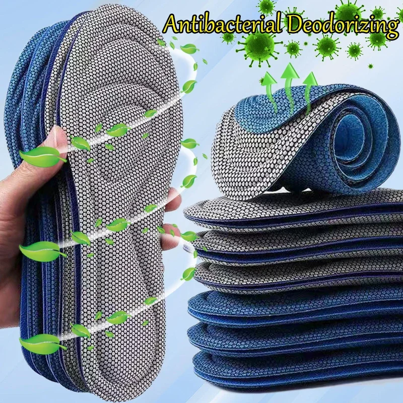 2pcs Memory Foam Orthopedic Insoles Men Women for Shoes Pads Sports Absorbs Sweat Soft Antibacterial Shoe Accessories Gifts