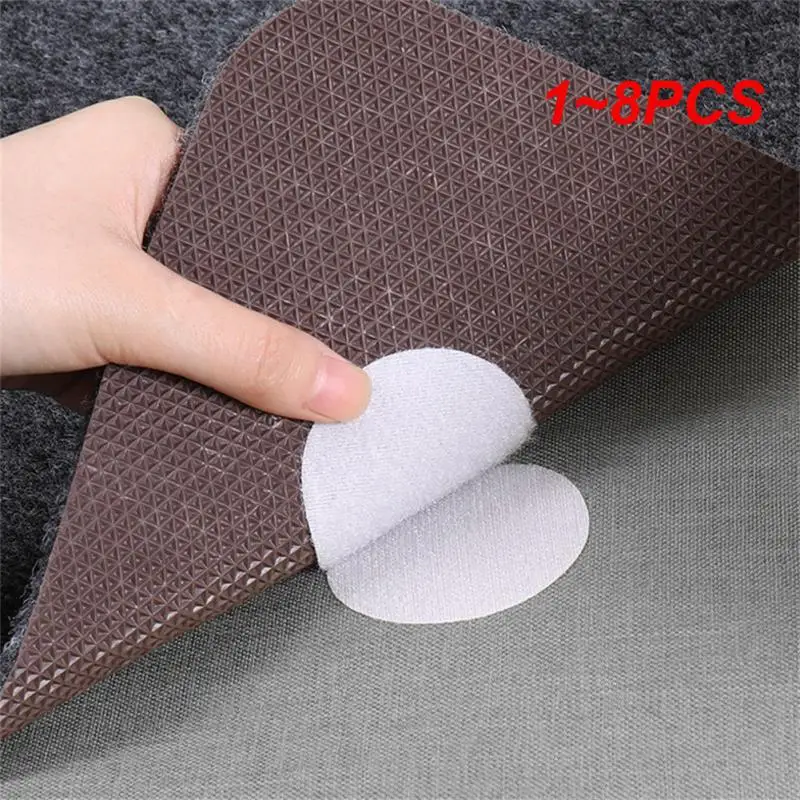 1~8PCS 5/10pairs Adhesive Fastener Nylon Scratch Double-sided Sticker Anti Slip Bed Sheet Sofa Mats Carpet Pads Room Home