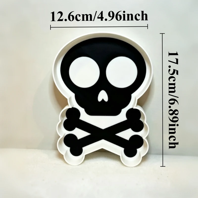 Skull Crossbones Plastic Storage Tray Gothic Pirate Desktop Jewelry Key Candy Dish Halloween Home Party Table Decor Ornament
