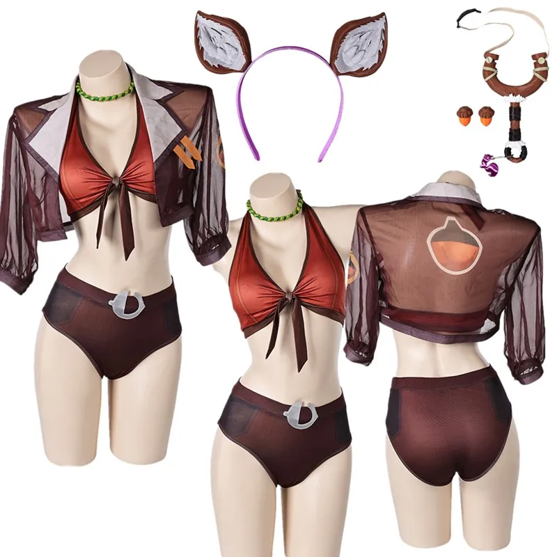 

Doreen Косплей Зеленый Купальник Билка Фантазия Костюм Девочки Рогатка Реквизит Повязка на Голову Одежда Хэллоуин Карнавальный Костюм