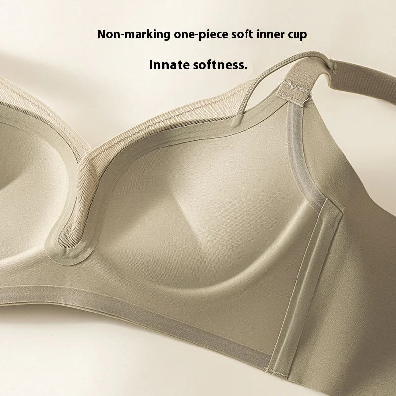 UBAU Traceless glossy underwear female small breasts gathered large non-steel ring top support anti-sagging comfortable bra bra