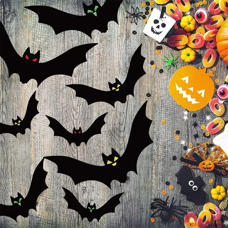18/54pcs Halloween Hanging Bat Horror Atmosphere Pendant,DIY Decoration For Parties And Festivals,Require Self Threading Hanging