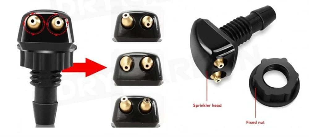 2 قطعة ممسحة زجاج السيارة الأمامي غسالة رذاذ فوهة يناسب معظم نماذج السيارات سيارة ثقوب مزدوجة فوهة غسالة الزجاج الأمامي رذاذ الماء #4