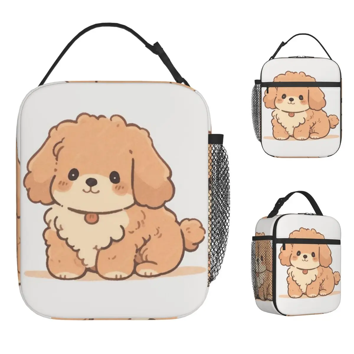 

3D милая сумка для обеда с плюшевой собакой для женщин, ланч-бокс с принтом, милая сумка-холодильник для пикника, портативная сумка-холодильник-оксфорд, сумки для еды