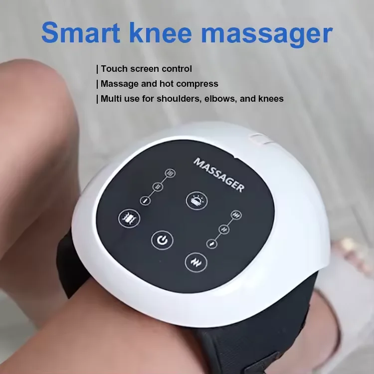 LED Touch Rechargeable Knee Massager Device with Heat Vibration, Muscles Injuries and Swlling Stiff Joints Knee Treatment