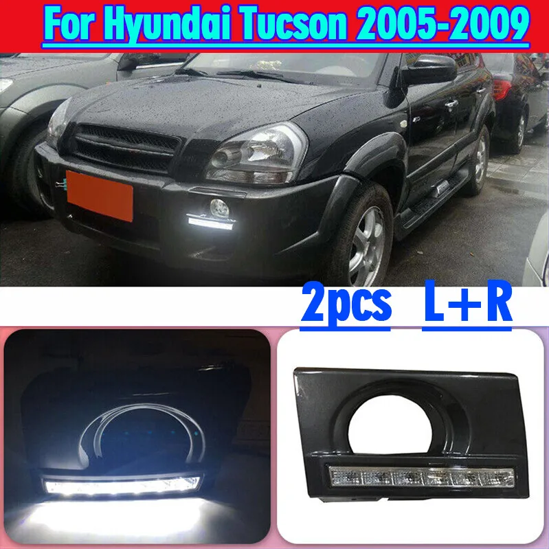 

For Hyundai Tucson 2005~2009 LED DRL Daytime Running Lights Fog Lamps Bumper