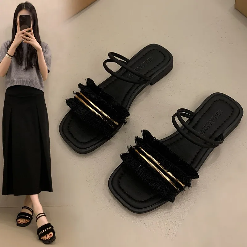 

Новинка 2023 года, летние женские тапочки с ремешком, модные вечерние туфли-лодочки на тонком каблуке, туфли-лодочки без шнуровки