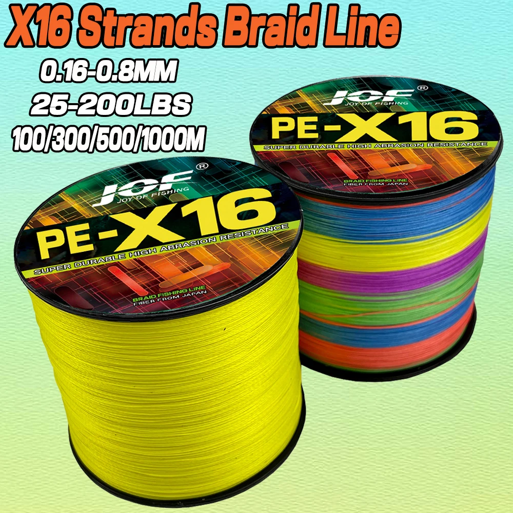 16 Strands PE Braided Fishing Line 0.16mm-0.8mm 25-200LB 100M 300M 500M 1000M 16x Core Fishing Sea Line Ocean Rock Fshing