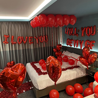 Red I Love You Balloon Set Heart Shaped Aluminum Foil Balloon Suitable for Anniversary, Wedding Season, Birthday, Mother's Day