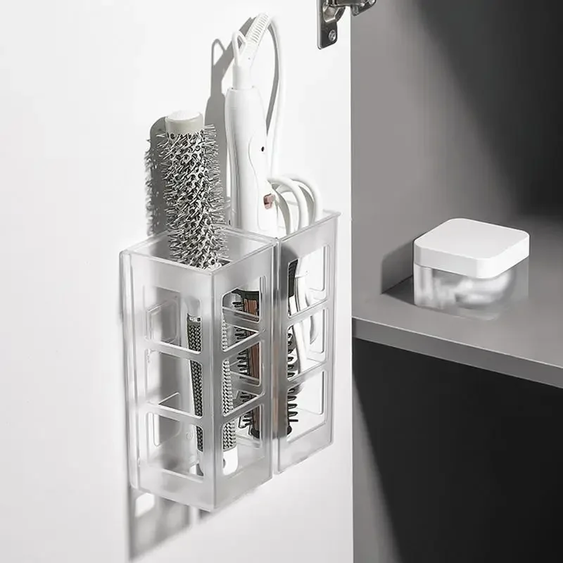 Hair Tool Organizer Wall Mounted Brushes Holder Use Punch Free HIPS P/S Multifunctional Organizer Rack Morden Bathroom Shelves