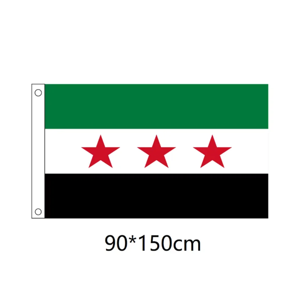Syria Flag 3x5ft The Syrian Arab Republic Syrian Three Star Polyester Flag Banner Hanging Indoor Outdoor Home Wall Decoration