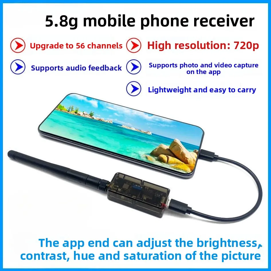 

SLONWAKE 5.8G Mobile Receiver OTG FPV Mobile Image Transfer To Computer Display UVC Video Capture Card Drone Toys Accessories