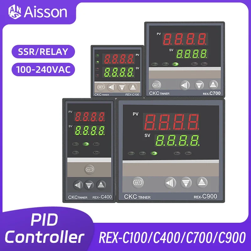 REX-C100 C400 C700 C900 PID Temperature Controller Digital Display Thermostat SSR Relay Output 100V-240VAC K E J PT100 CU50