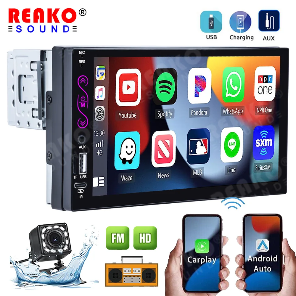 REAKOSOUND 1 Din Universal CarPlay Android-Auto Car Radio Stereo MP5 Mp3 Player 7 Inch Autoraido For Volkswagen Nissan Toyota