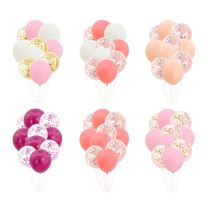 10PCS/LOT 12 Inch Balloons Romantic Macarons Sequins Confetti Latex Balloons Set Wedding Birthday Party Decoration