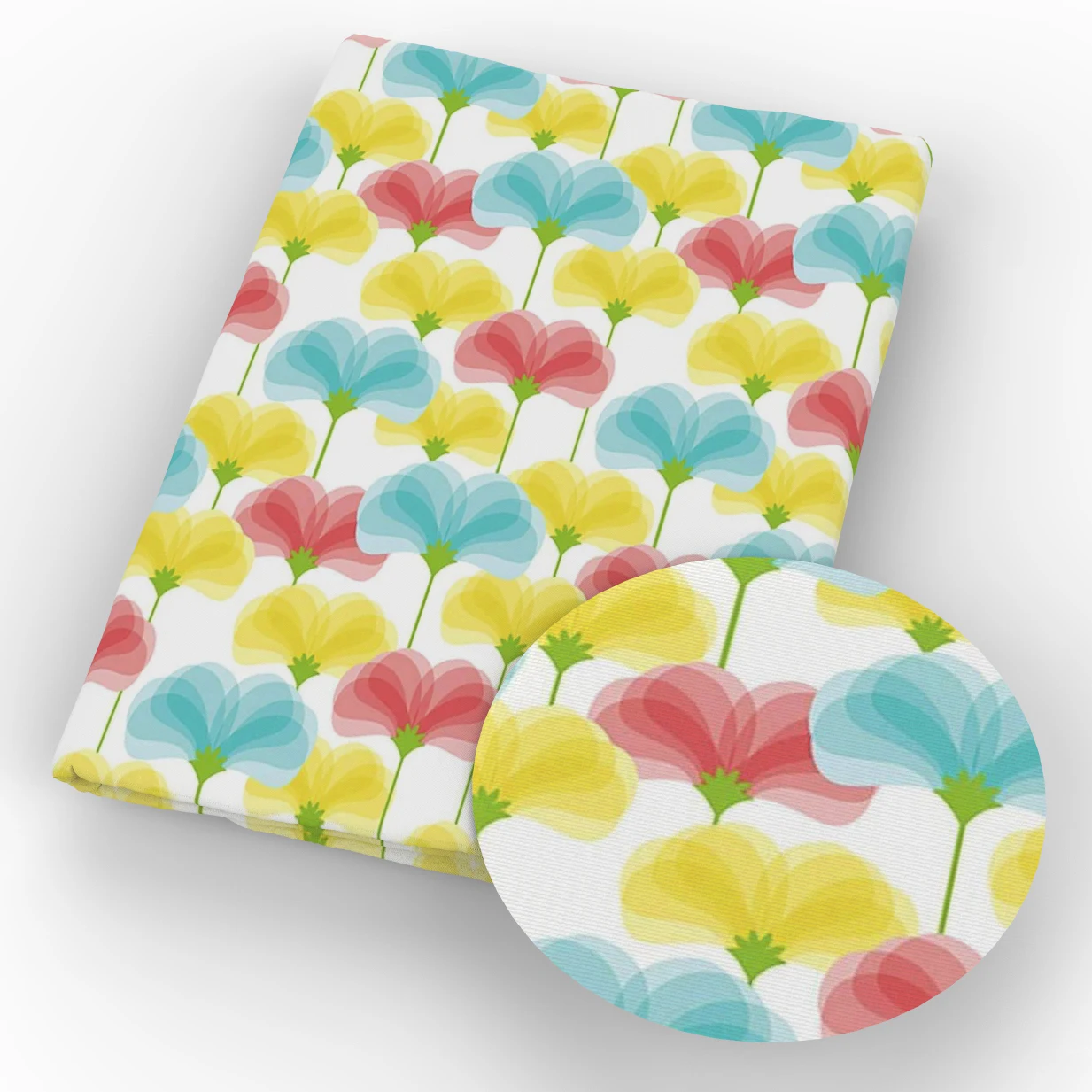 Rainbow Color Blossom Flowers Florals Printed Polyester Pure Cotton Material Patchwork Tissue Sewing Quilting Fabrics Needlework