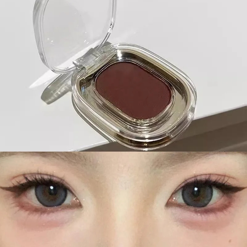 Palette de poudre pour les yeux et les paupières monochrome brun rouge, fini mat soyeux, chocolat, eyeliner effet ver à soie, maquillage waterproof