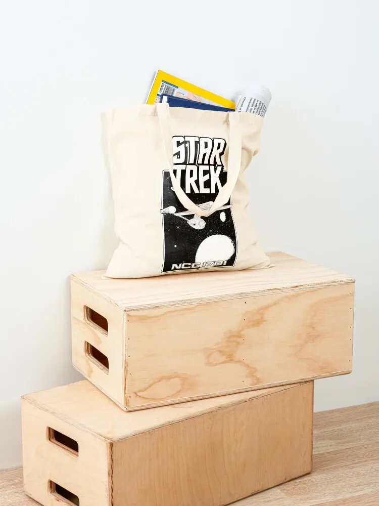 المؤسسة NCC 1701 أبيض وأسود حمل حقيبة حمل حقيبة المرأة المتسوق حقائب للنساء حقيبة قابلة للطي قابلة لإعادة الاستخدام حقائب سيدة